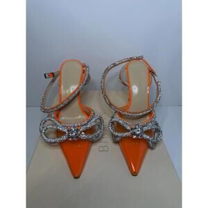 Mach & Mach Orange Crystal Bow Pumps Heels Women EU 35 US 5 New